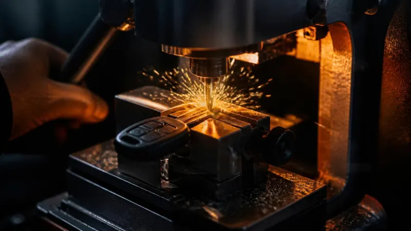 Elektronik anahtar kesim makinesinde araç anahtarı kesimi