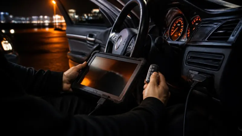 Araç OBD portuna bağlı cihazla çipli anahtar programlama